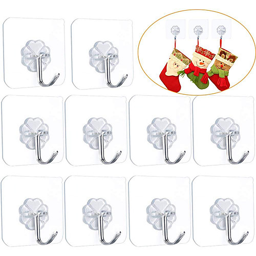 

Adhesive Hooks Wall Hangers Without Nails Heavy Duty 15lbs (Max) 180 Degree Rotating Seamless Scratch Hooks for Hanging Bathroom Kitchen Office-6 Packs