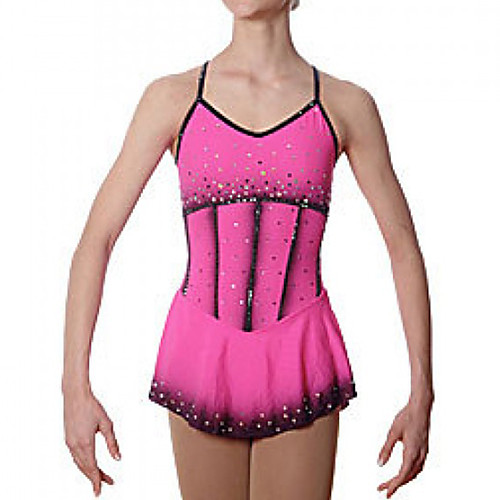 

Figure Skating Dress Women's Girls' Ice Skating Dress Pink Spandex High Elasticity Training Competition Skating Wear Patchwork Crystal / Rhinestone Sleeveless Ice Skating Figure Skating / Kids