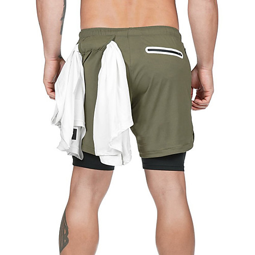 

Men's Running Shorts Athletic Shorts Workout Shorts 2 in 1 Split Sports Shorts Running Fitness Jogging Breathable Quick Dry Soft Camouflage Dark Grey White Black Camouflage Gray Camouflage Army Green