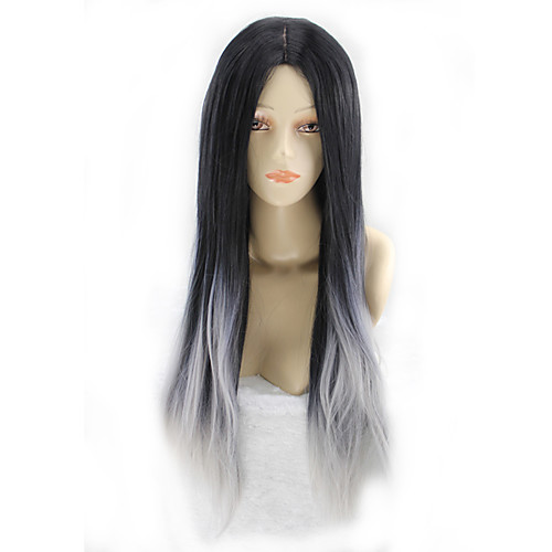 

Synthetic Wig Curly Asymmetrical Wig Very Long Black / White Synthetic Hair 39 inch Women's Best Quality Black