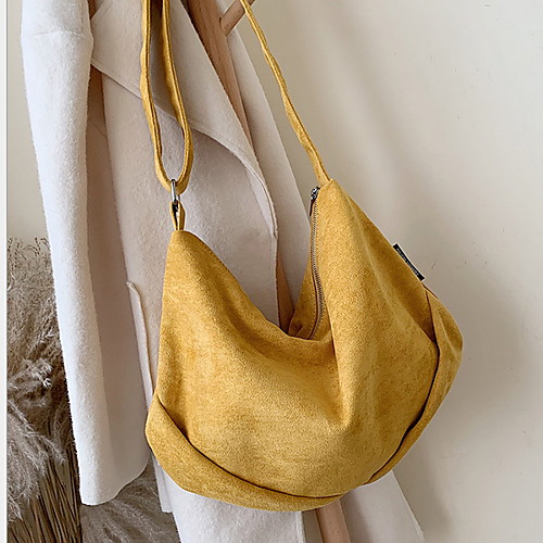 

Women's Zipper Canvas Crossbody Bag Solid Color Black / Brown / Yellow