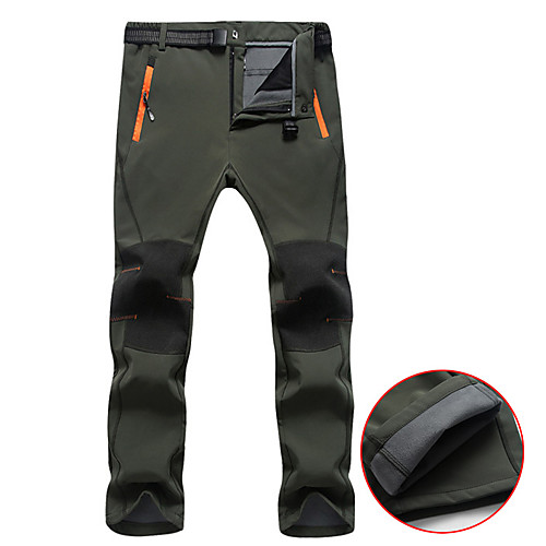 

Men's Hiking Pants Softshell Pants Winter Outdoor Thermal / Warm Waterproof Windproof Fleece Lining Fleece Pants / Trousers Bottoms Skiing Camping / Hiking Hunting Black Army Green Gray S M L XL XXL