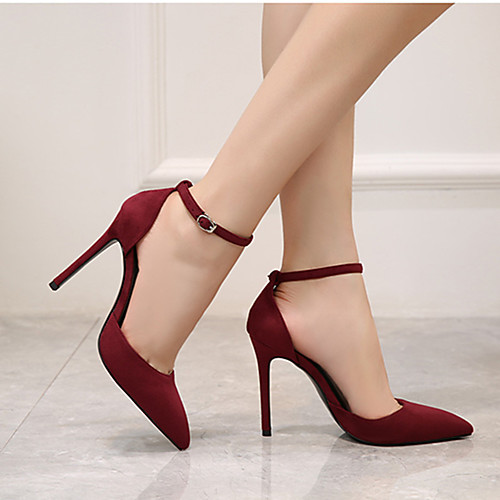 

Women's Heels Stiletto Heel Pointed Toe Suede Minimalism Walking Shoes Spring & Fall / Spring & Summer Black / Almond / Burgundy