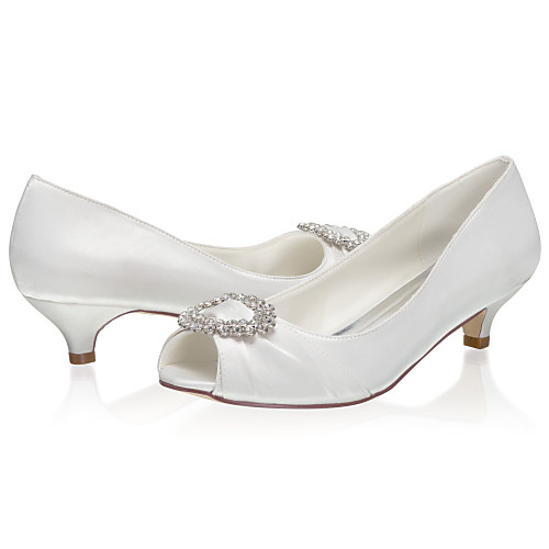 

Women's Wedding Shoes Low Heel Peep Toe Satin Sweet Spring & Summer / Fall & Winter Ivory