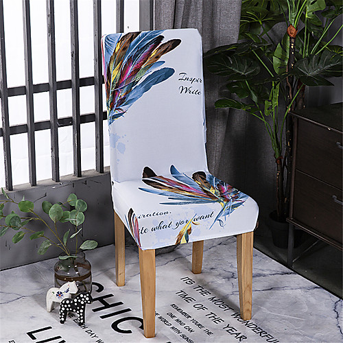 

Feather Chair Cover Stretch Removable Washable Dining Room Chair Protector Slipcovers Home Decor Dining Room Seat Cover