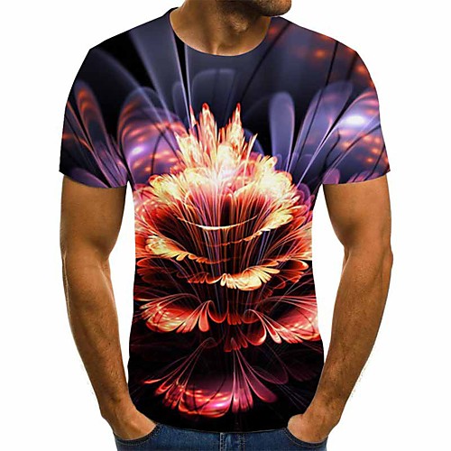 

Men's 3D Print T-shirt Daily Round Neck Red / Short Sleeve