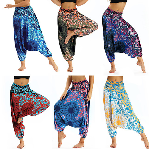 

Women's Yoga Pants Harem Baggy Print Amethyst Sky Blue Grey Red Combo Dark Blue Dance Fitness Gym Workout Bloomers Sport Activewear Lightweight Breathable Quick Dry Soft Stretchy Loose