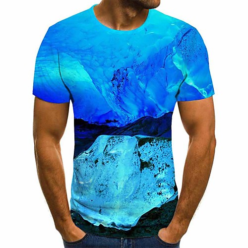 

Men's 3D Print T-shirt Daily Round Neck Blue / Short Sleeve