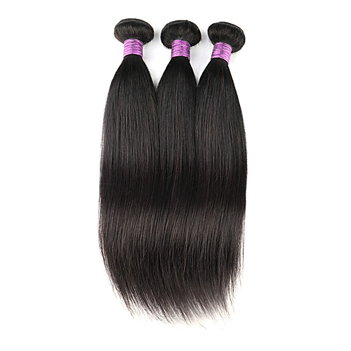 

3 Bundles Indian Hair Straight Virgin Human Hair Remy Human Hair 150 g Natural Color Hair Weaves / Hair Bulk 8 - 32 inch Natural Black Human Hair Weaves Best Quality 100% Virgin Unprocessed Human