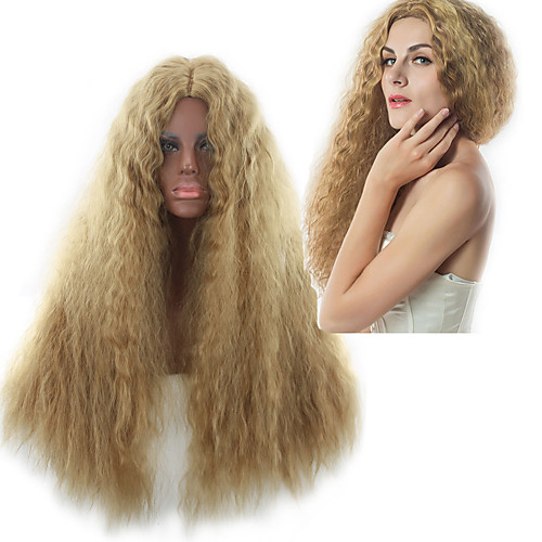 

Synthetic Wig Curly Loose Curl Asymmetrical Wig Blonde Long Blonde Synthetic Hair 27 inch Women's Best Quality Fluffy Blonde