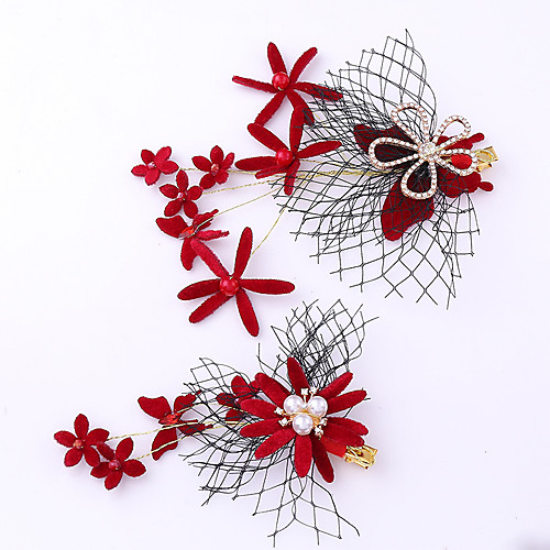 

Alloy Hair Accessory with Rhinestone / Glitter 2pcs Wedding Headpiece