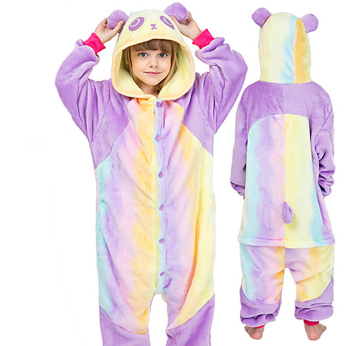 

Kid's Kigurumi Pajamas Panda Onesie Pajamas Flannel Purple Cosplay For Boys and Girls Animal Sleepwear Cartoon Festival / Holiday Costumes / Leotard / Onesie