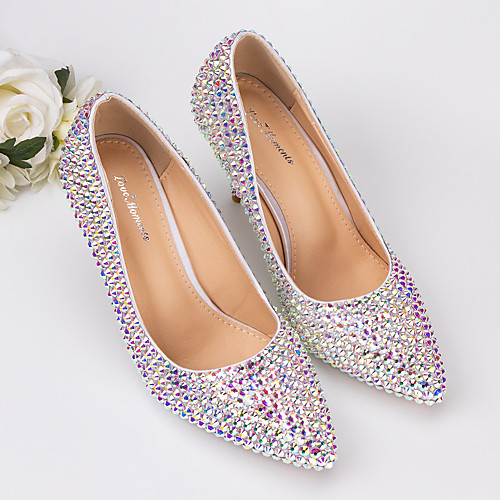 

Women's Wedding Shoes Glitter Crystal Sequined Jeweled Spring & Fall / Spring & Summer Stiletto Heel Pointed Toe Vintage Minimalism Wedding Party & Evening Rhinestone / Sparkling Glitter Solid