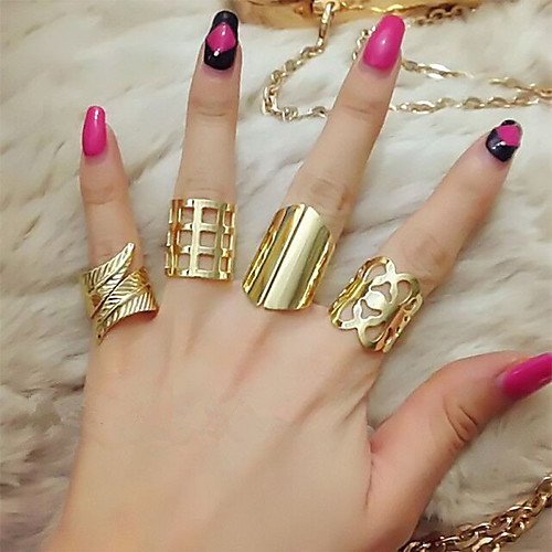 

Women's Ring Ring Set 4pcs Gold Silver Alloy Asian Punk Korean Daily Street Jewelry Geometrical Flower Cute Cool Lovely