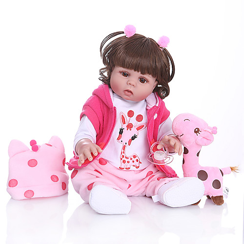 

NPKCOLLECTION 20 inch Reborn Doll Baby Baby Girl Gift Cute Artificial Implantation Brown Eyes Full Body Silicone Silicone Silica Gel with Clothes and Accessories for Girls' Birthday and Festival Gifts