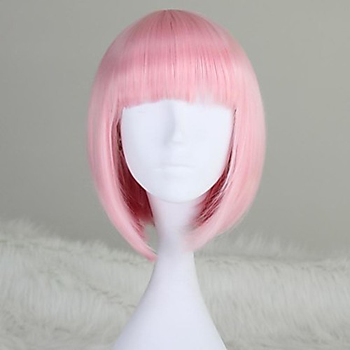 

Cosplay Costume Wig Synthetic Wig Cosplay Wig Straight Kardashian Straight Bob With Bangs Wig Short Medium Length Pink Synthetic Hair Women's Pink