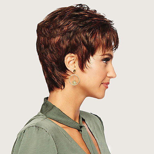 

Synthetic Wig Curly Asymmetrical Wig Short Brown Synthetic Hair 6 inch Women's Best Quality Brown