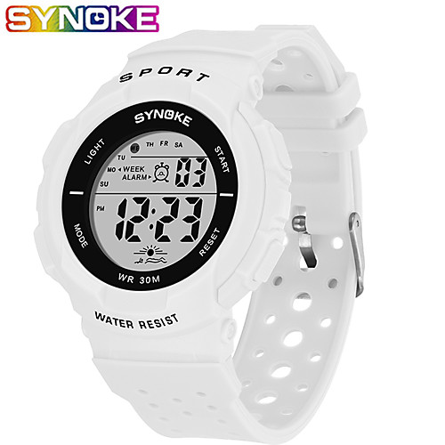 

SYNOKE Digital Watch Digital Sporty Stylish Silicone 30 m Water Resistant / Waterproof Calendar / date / day LCD Digital Outdoor Fashion - Black White Blue