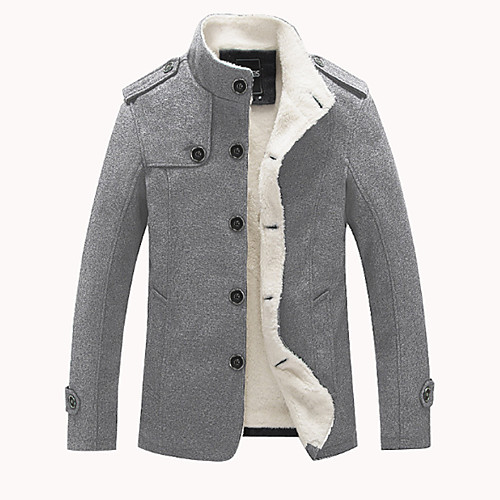 

Men's Solid Colored Fall Jacket Regular Daily Long Sleeve Cotton Coat Tops Blue