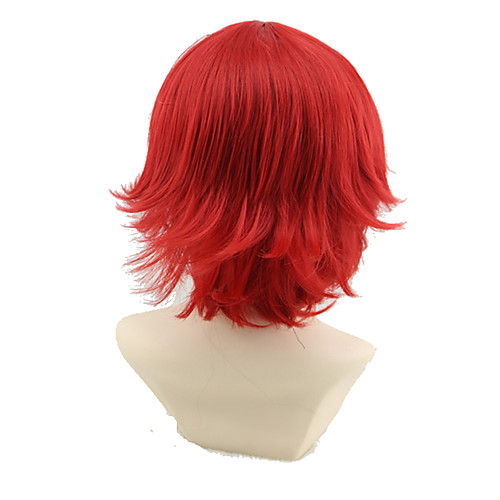 

Synthetic Wig Curly Asymmetrical Wig Short Red Synthetic Hair 11 inch Men's Best Quality Red