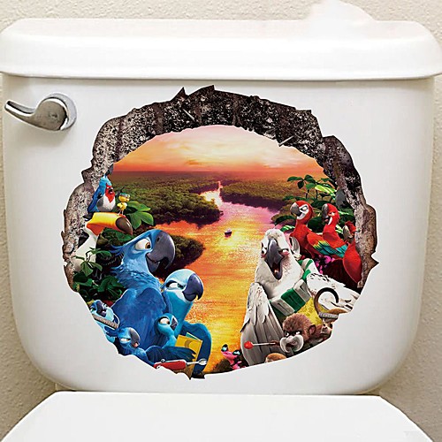 

Cartoon Animals Toilet Stickers - Animal Wall Stickers Landscape / Animals Bathroom / Indoor 2525cm