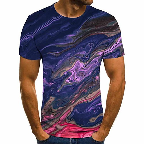 

Men's 3D Print T-shirt Daily Round Neck Blue / Short Sleeve