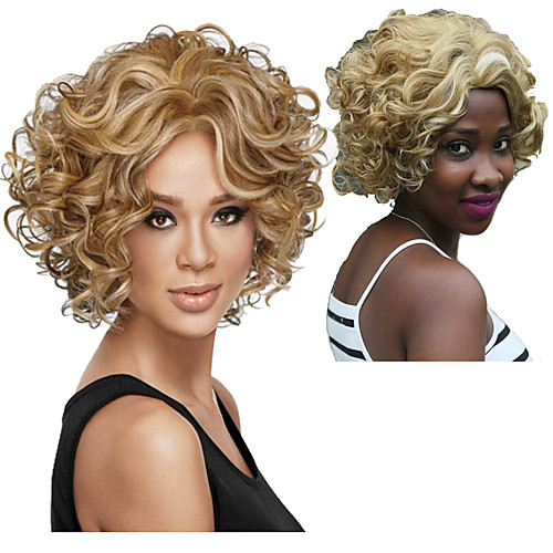 

Synthetic Wig Curly Asymmetrical Wig Short Blonde Synthetic Hair 5 inch Women's Best Quality Blonde