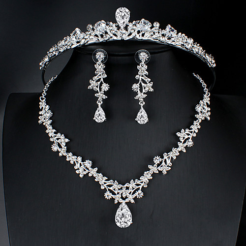 

Cubic Zirconia / Rhinestone / Alloy Tiaras / Suits with Scattered Bead Floral Motif Style 3 Pieces Wedding / Birthday Headpiece