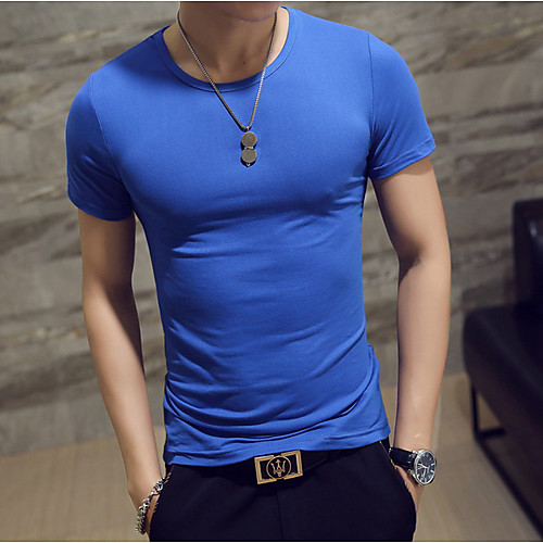 

Men's T shirt Solid Colored Short Sleeve Daily Tops White Black Wine