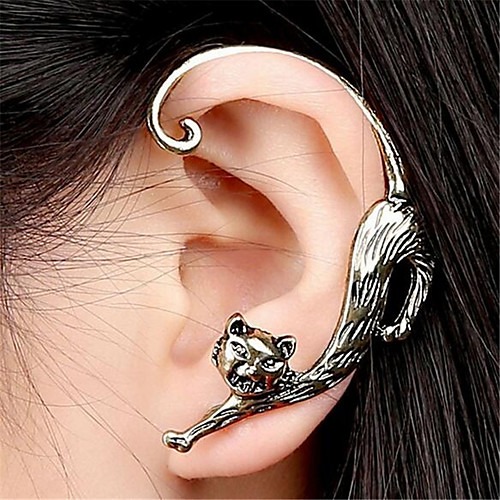 

Men's Women's Ear Cuff 3D Cat Precious Vintage Punk Earrings Jewelry Black / Gold / Silver For Halloween Street Holiday Club 1pc