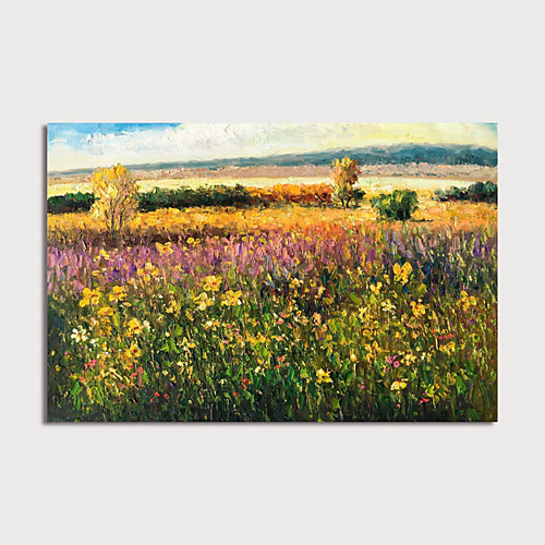 

Oil Painting Hand Painted Horizontal Landscape Floral / Botanical Modern Rolled Canvas (No Frame)