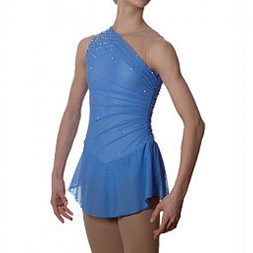 

Figure Skating Dress Women's Girls' Ice Skating Dress Blue Spandex High Elasticity Training Competition Skating Wear Patchwork Crystal / Rhinestone Sleeveless Ice Skating Figure Skating / Kids