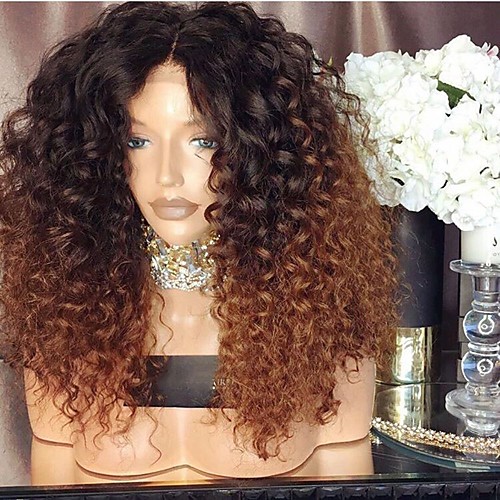 

Synthetic Wig Afro Curly Asymmetrical Wig Medium Length Ombre Brown Synthetic Hair 16 inch Women's Best Quality Brown(non-lace)