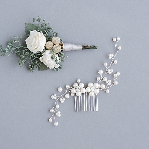 

Imitation Pearl / Rhinestone / Alloy Hair Combs with Imitation Pearl / Sparkling Glitter / Floral 1pc Wedding Headpiece