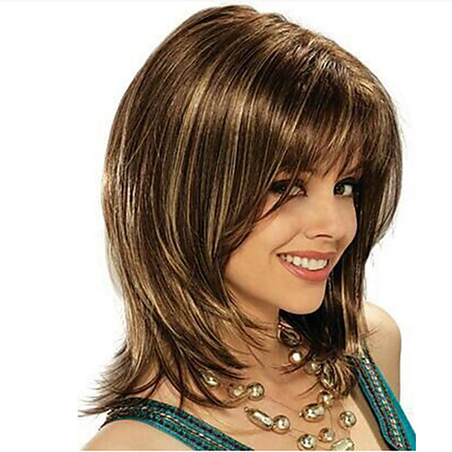 

Synthetic Wig kinky Straight Asymmetrical Wig Long Light golden Synthetic Hair 16 inch Women's Best Quality Blonde
