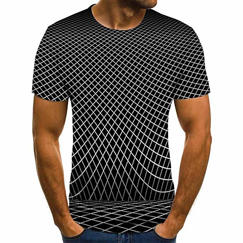 

Men's 3D Slim T-shirt Basic Daily Round Neck Black / Short Sleeve