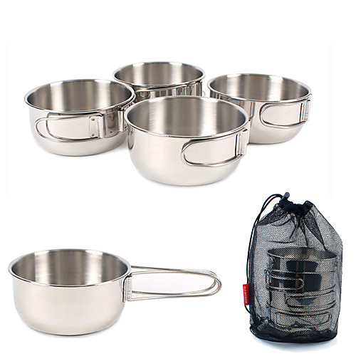 

Bowl Set Portable Wearable Durable for 1 - 2 person Stainless Steel Outdoor Camping / Hiking Traveling Picnic Black