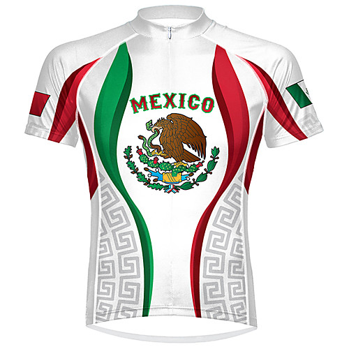 

21Grams Men's Short Sleeve Cycling Jersey Spandex Green Mexico National Flag Bike Jersey Top Mountain Bike MTB Road Bike Cycling UV Resistant Quick Dry Breathable Sports Clothing Apparel / Stretchy