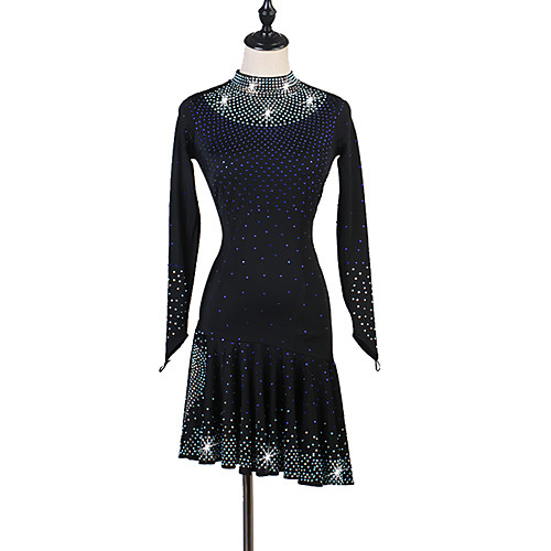 

Latin Dance Dress Crystals / Rhinestones Women's Training Performance Long Sleeve High Spandex
