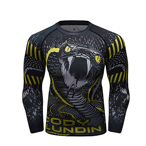 

CODYLUNDIN Men's Long Sleeve Compression Shirt Running Shirt Running Base Layer Top Athletic Winter Breathable Quick Dry Soft Running Active Training Jogging Sportswear Black / Coffee Blue Black