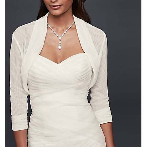 

3/4 Length Sleeve Shrugs Charmeuse Wedding Women's Wrap With Ruching