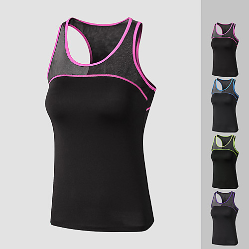 

Women's Yoga Top Patchwork Fashion Purple Fuchsia Black / Green Black / Blue Mesh Running Fitness Gym Workout Vest / Gilet Sleeveless Sport Activewear Lightweight Quick Dry Comfortable Stretchy