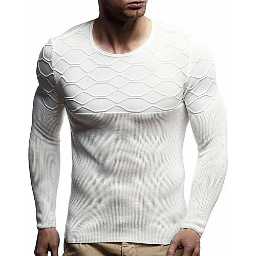 

Men's Solid Colored Long Sleeve Pullover Sweater Jumper, Round White / Silver / Army Green US34 / UK34 / EU42 / US36 / UK36 / EU44 / US38 / UK38 / EU46