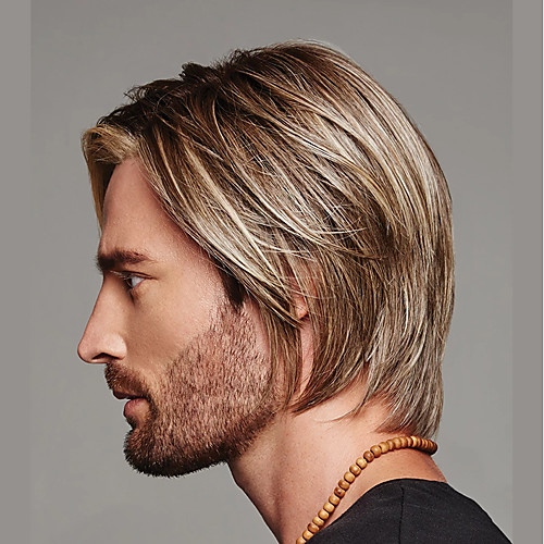 

Synthetic Wig Toupees kinky Straight Asymmetrical Wig Blonde Short Blonde Synthetic Hair 11 inch Men's Best Quality Blonde