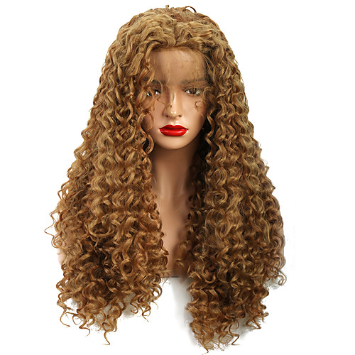 

Synthetic Lace Front Wig Curly Loose Curl Free Part Glueless Lace Front Lace Front Wig Long Medium Length Strawberry Blonde / Medium Auburn Synthetic Hair 18-24 inch Women's New Design Women Thick