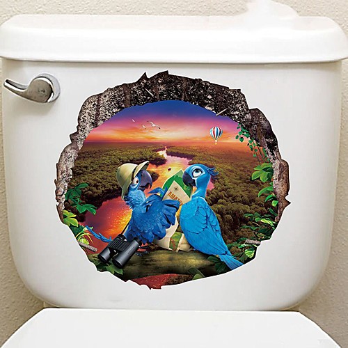 

Cute Animals Toilet Stickers - Animal Wall Stickers Landscape / Animals Bathroom / Kids Room 2525cm
