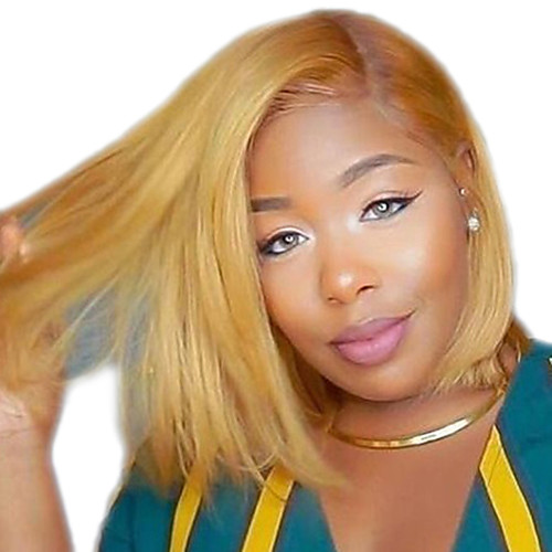 

Synthetic Wig Straight Asymmetrical Wig Short Blonde Natural Black Burgundy Synthetic Hair 11 inch Women's Best Quality Red Yellow