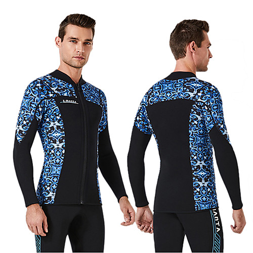 

Dive&Sail Men's Wetsuit Jacket 3mm CR Neoprene Diving Suit Top Thermal / Warm Anatomic Design High Elasticity Long Sleeve Back Zip - Diving Water Sports Patchwork Autumn / Fall Spring Winter