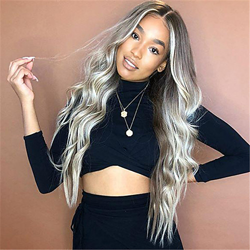 

Synthetic Wig Curly Asymmetrical Wig Long Ombre Blonde Synthetic Hair 27 inch Women's Best Quality Blonde Ombre