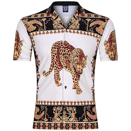 

Men's Leopard Print Shirt Basic Daily Gold